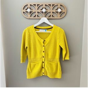 Sparrow by Anthro. Stash Away Cardigan Yellow Sz Medium